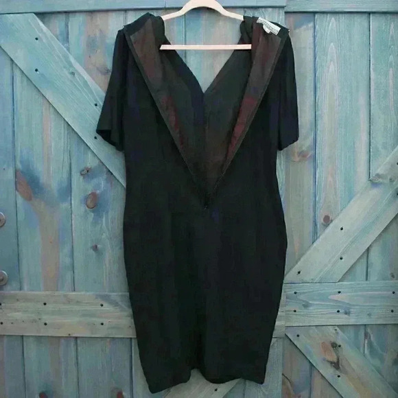80s Vintage Black Dress Formal Gold Button Ronnie Rosado Size 11 12 Medium - Picture 3 of 7